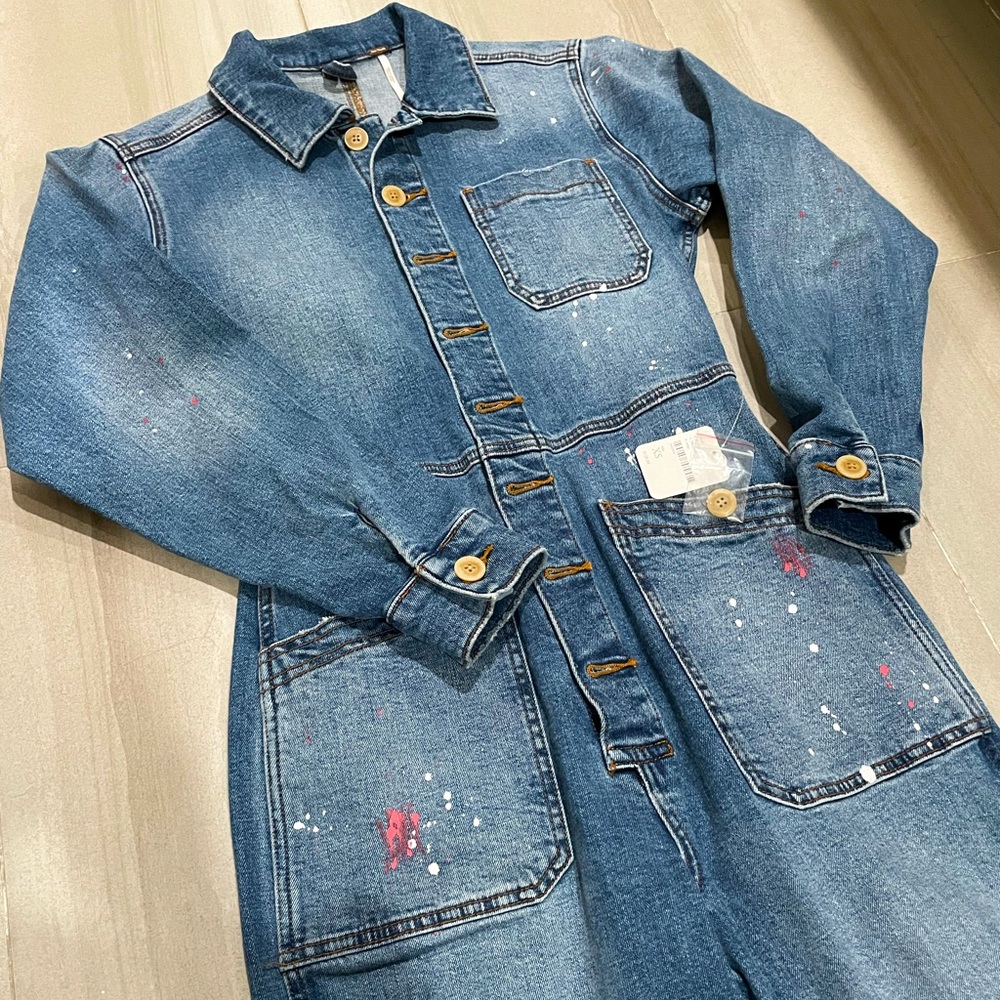 FREE PEOPLE GIA Denim Coveralls
